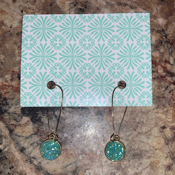 aquamarine druzy earrings - Picture 2 of 4